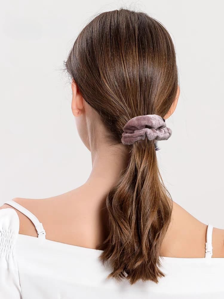 PIDOUDOU 10 Pack Assorted Color Small Velvet Scrunchies for Thin Hair Women Elastic Hair Bands Accessories - Image 2